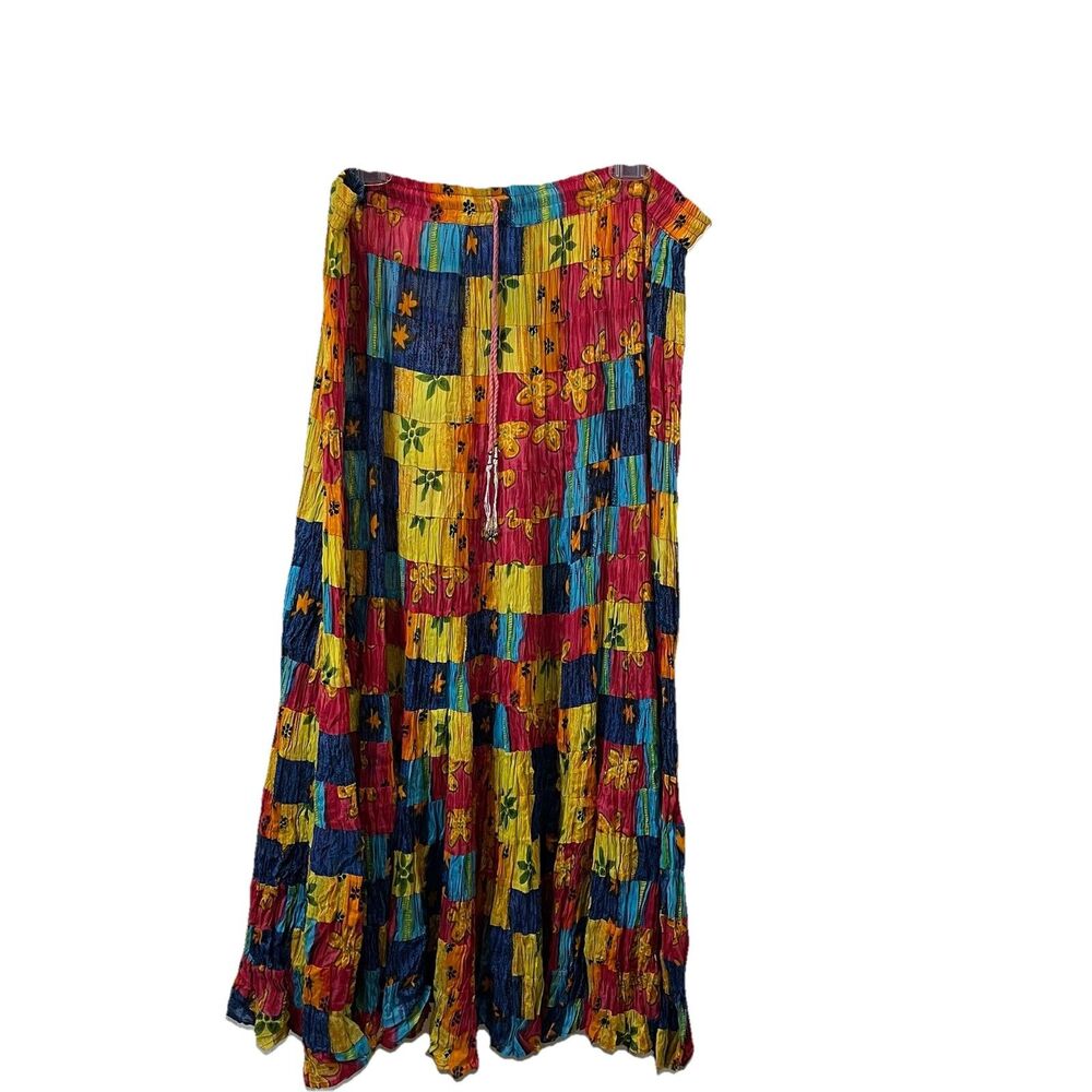 Silver Stream Women's Maxi Skirt One Size Patchwork Boho Broomstick Bright Color